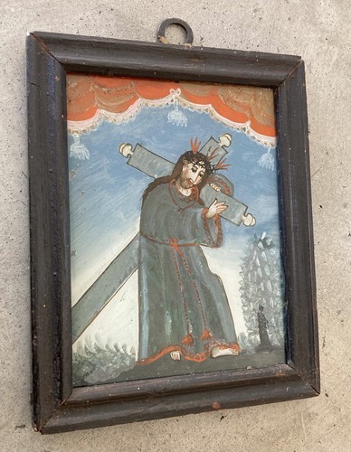 Altes hinterglasbild mit alter - mit,