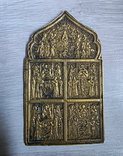 Russische bronze ikone mit - russische,