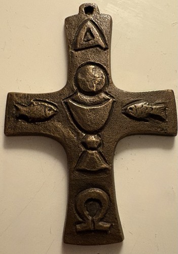 Massives bronze wandkreuz mit - bronze,